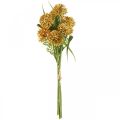 Floristik24 Flores artificiales allium amarillo decoración cebolla ornamental 34cm 3pcs en ramo