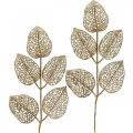 Floristik24 Plantas artificiales, decoración de ramas, hoja decorativa brillo dorado L36cm 10p