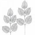 Floristik24 Plantas artificiales, decoración de ramas, hoja deco brillo plateado L36cm 10p