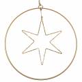 Floristik24 Estrella LED en anillo decorativo para colgar en metal dorado Ø30cm