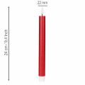 Vela LED cónica, roja con luz blanca cálida, 24 cm, 2 unidades | Floristik24.es