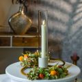 Velas de palo LED con temporizador velas estriadas crema 24,5cm 4 piezas | Floristik24.es