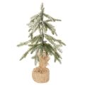 Floristik24 Planta artificial con nieve, árbol de Navidad LED en saco de yute, funciona con pilas, para uso en interiores, 50 cm