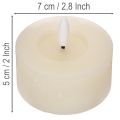 Vela LED de té, luz blanca cálida, efecto parpadeante y temporizador, cera auténtica, funciona con pilas, 7 cm, 2 unidades | Floristik24.es