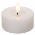 Vela LED XL Tealight blanca de cera auténtica con temporizador, luz blanca cálida, 6 cm, 2 unidades. | Floristik24.es
