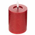 Floristik24 Vela LED cilíndrica de cera auténtica, color rojo, con temporizador y luz blanca cálida, 12 cm.