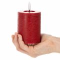 Vela LED cilíndrica de cera auténtica, color rojo, con temporizador y luz blanca cálida, 12 cm. | Floristik24.es