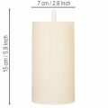 Vela LED cilíndrica de cera auténtica, color blanco, con función de temporizador, luz blanca cálida, 15 cm. | Floristik24.es