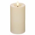 Vela LED cilíndrica de cera auténtica, color blanco, con función de temporizador, luz blanca cálida, 15 cm. | Floristik24.es