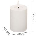 Vela LED cilíndrica, parpadeante, con temporizador, Ø7cm, 12cm | Floristik24.es