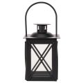 Farol negro con asa para vela pequeña, 16 cm, 2 unidades. | Floristik24.es