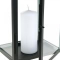 Floristik24 Farol decorativo de metal negro, farol rectangular de cristal 19x15x30.5cm