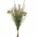 Ramo de lavanda artificial, flores de seda, ramo de lavanda de campo con espigas de trigo y reina de los prados