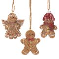Floristik24 Adornos colgantes decorativos, figuras artificiales de pan de jengibre, 7 cm, 3 piezas