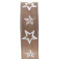 Floristik24 Cinta decorativa de yute con motivo estrella marrón 40mm 15m