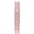 Floristik24 Cinta de yute con motivo estrella rosa 15mm 15m