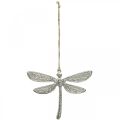 Floristik24 Libélula de metal, decoración de verano, libélula decorativa para colgar plateada L12,5 cm