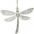Floristik24 Libélula de metal, decoración de verano, libélula decorativa para colgar plateada L12,5 cm