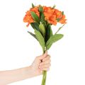 Flor artificial de alstroemeria naranja, decoración de ramo artificial, 75 cm, 3 piezas | Floristik24.es