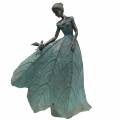 Floristik24 Figura de jardín niña con vestido de flores bronce/verde Al. 52,5 cm