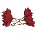 Floristik24 Magnolia artificial roja flor artificial decoración de flores de espuma Ø10cm 6pcs