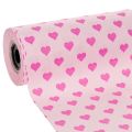 Floristik24 Papel para puños con motivo de corazón, rosa, 25 cm, 100 m