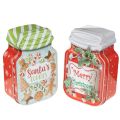 Floristik24 Lata metálica para galletas con diseño navideño en forma de tarro de galletas, 15 cm, 2 unidades