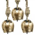 Floristik24 Campanas de metal para colgar, decoración de casa de campo, cencerros dorados, aspecto antiguo 5 × 3,5 cm 12 piezas