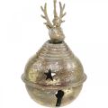 Floristik24 Campanas de metal con decoración de renos, decoración de Adviento, campana de Navidad con estrellas, campanas doradas aspecto antiguo Ø9cm H14cm 2 piezas