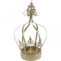 Floristik24 Corona decorativa para colgar, jardinera, decoración de metal, Adviento dorado, aspecto antiguo Ø19,5cm Alt.35cm