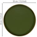 Bandeja decorativa verde con borde dorado, estilo moderno, 30 cm. | Floristik24.es