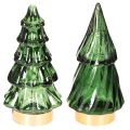 Floristik24 Árbol de Navidad de cristal con luces LED, decoración de mesa, Navidad, 13 cm, 2 piezas
