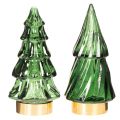 Árbol de Navidad de cristal con luces LED, decoración de mesa, Navidad, 13 cm, 2 piezas | Floristik24.es