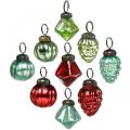 Floristik24 Mini mezcla de bolas de árbol de Navidad, diamante / bola / cono, bolas de cristal aspecto antiguo Ø3–3,5cm H4,5–5,5cm 9 piezas