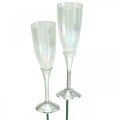 Floristik24 Mini copa de champán decoración nochevieja para pegar 7,5cm 24uds