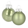 Floristik24 Mini bolas navideñas cristal verde brillo/mate Ø2,5cm 24p