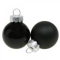 Floristik24 Mini bolas navideñas cristal negro brillo/mate Ø2,5cm 24p