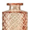 Floristik24 Mini jarrón de vidrio con aspecto de cristal de diamante marrón Al. 13,5 cm 4 piezas