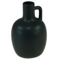 Floristik24 Mini jarrón de cerámica negro mate con asa Ø9cm H14,5cm