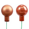 Floristik24 Mini bolas navideñas sobre alambre de cristal rojo naranja 2,5cm 140p