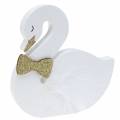 Cisnes decorativos boda madera oro blanco 12x13cm 2pcs