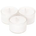 Floristik24 Velas nocturnas tipo té, blancas, en bandeja de plástico, 8 horas de duración, 50 unidades.