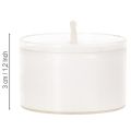 Velas nocturnas tipo té, blancas, en bandeja de plástico, 8 horas de duración, 50 unidades. | Floristik24.es
