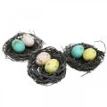 Floristik24 Mini cesta de Pascua con huevos pastel Coloridos adornos de Pascua Ø6cm 12 piezas