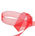 Floristik24 Cinta de organza con orillo 2,5cm 50m rojo