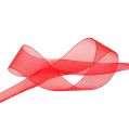 Floristik24 Cinta de organza con orillo 4cm 50m rojo