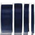 Floristik24 Cinta de organza cinta de regalo cinta azul oscuro orillo azul 50m
