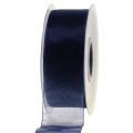 Floristik24 Cinta de organza cinta de regalo cinta azul oscuro orillo azul 40mm 50m