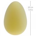 Floristik24 Huevo de pascua decoración huevo plástico amarillo claro flocado 20cm