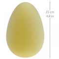 Floristik24 Huevo de Pascua decoración huevo plástico amarillo claro flocado 25cm